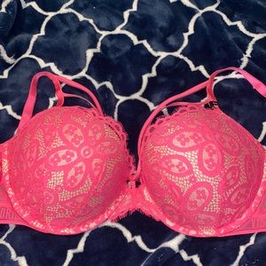Neon pink push-up bra
